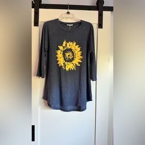 Navy Sunflower Graphic Long Sleeve Top